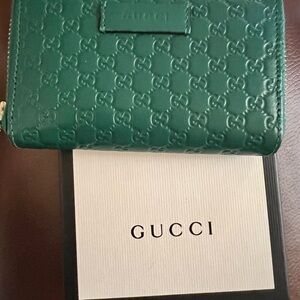 Gucci Green Embossed Leather Wallet
